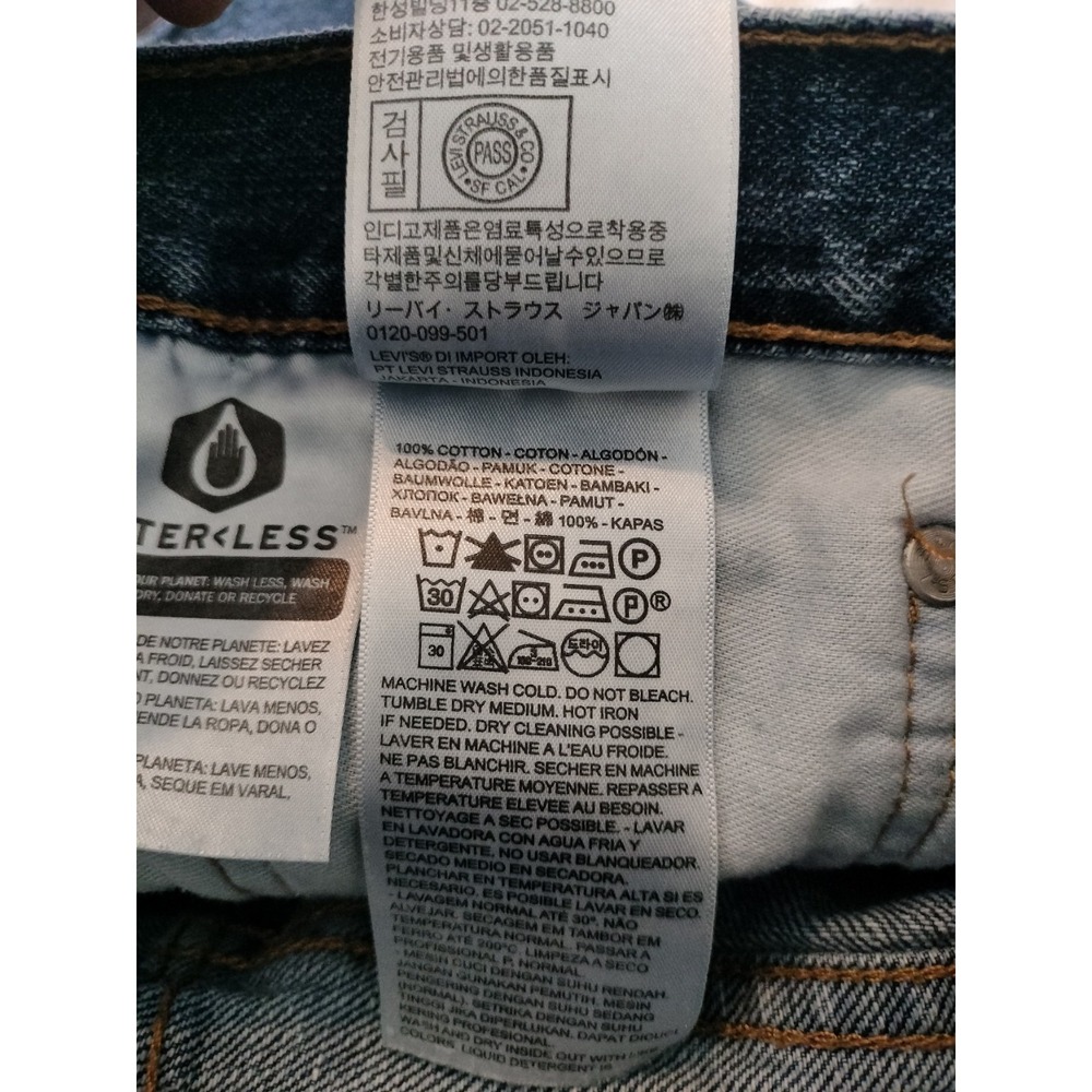Levis 505 Jean Shorts Mens 34(33) Blue Dark Stonewash WaterLess Regular Fit 10" - Picture 7 of 15